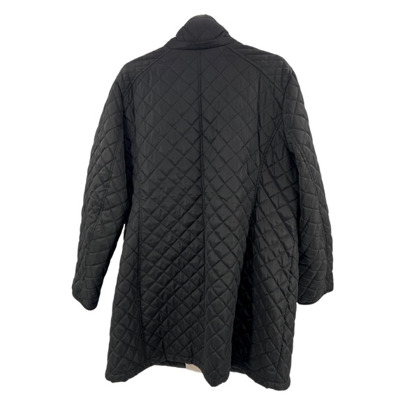 St John’s Bay quilted 1X mid length coat black plus gold outdoor winter fall - Picture 2 of 11